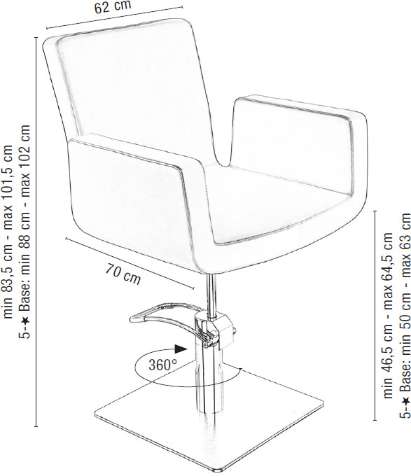  Sibel Attractio Fauteuil de Coiffure Noir / Base Pied Rond 