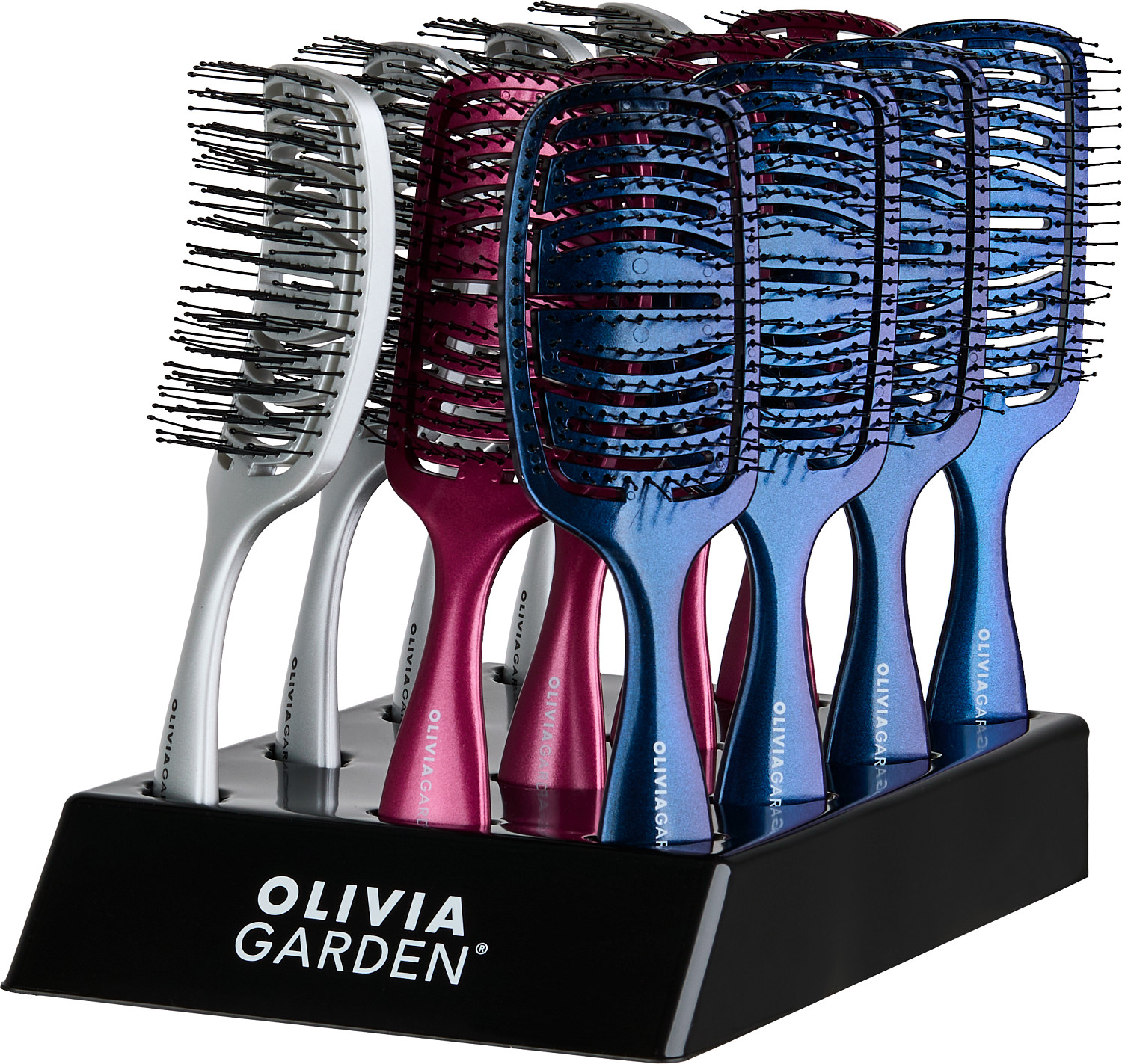  Olivia Garden iDetangle Medium Space Edition, pr&eacute;sentoir de 12 pi&egrave;ces 