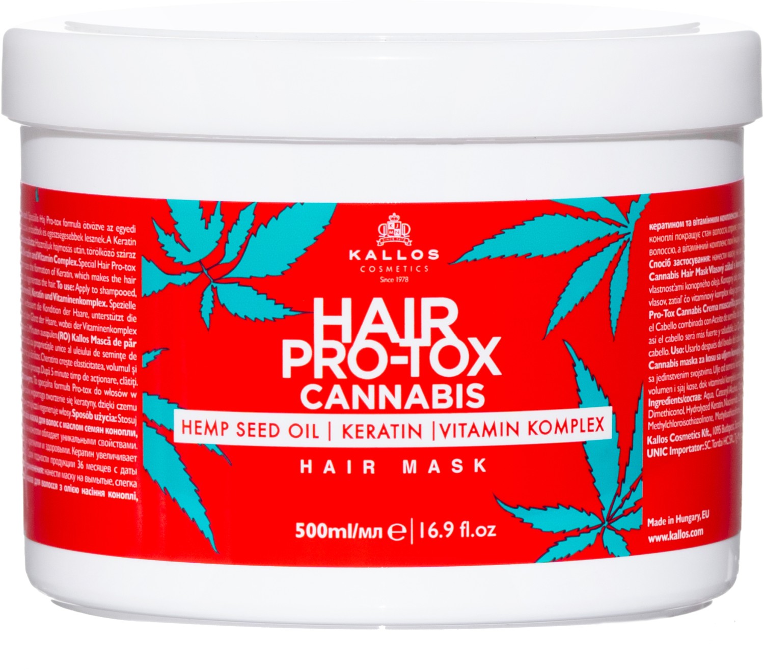  Kallos Hair Pro-Tox Cannabis Hair Mask 500 ml 
