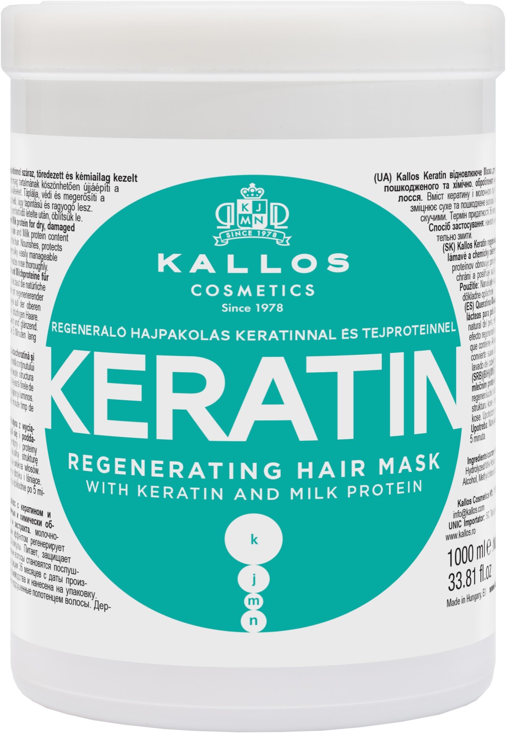  Kallos KJMN Keratin Regenerating Hair Mask 1000 ml 