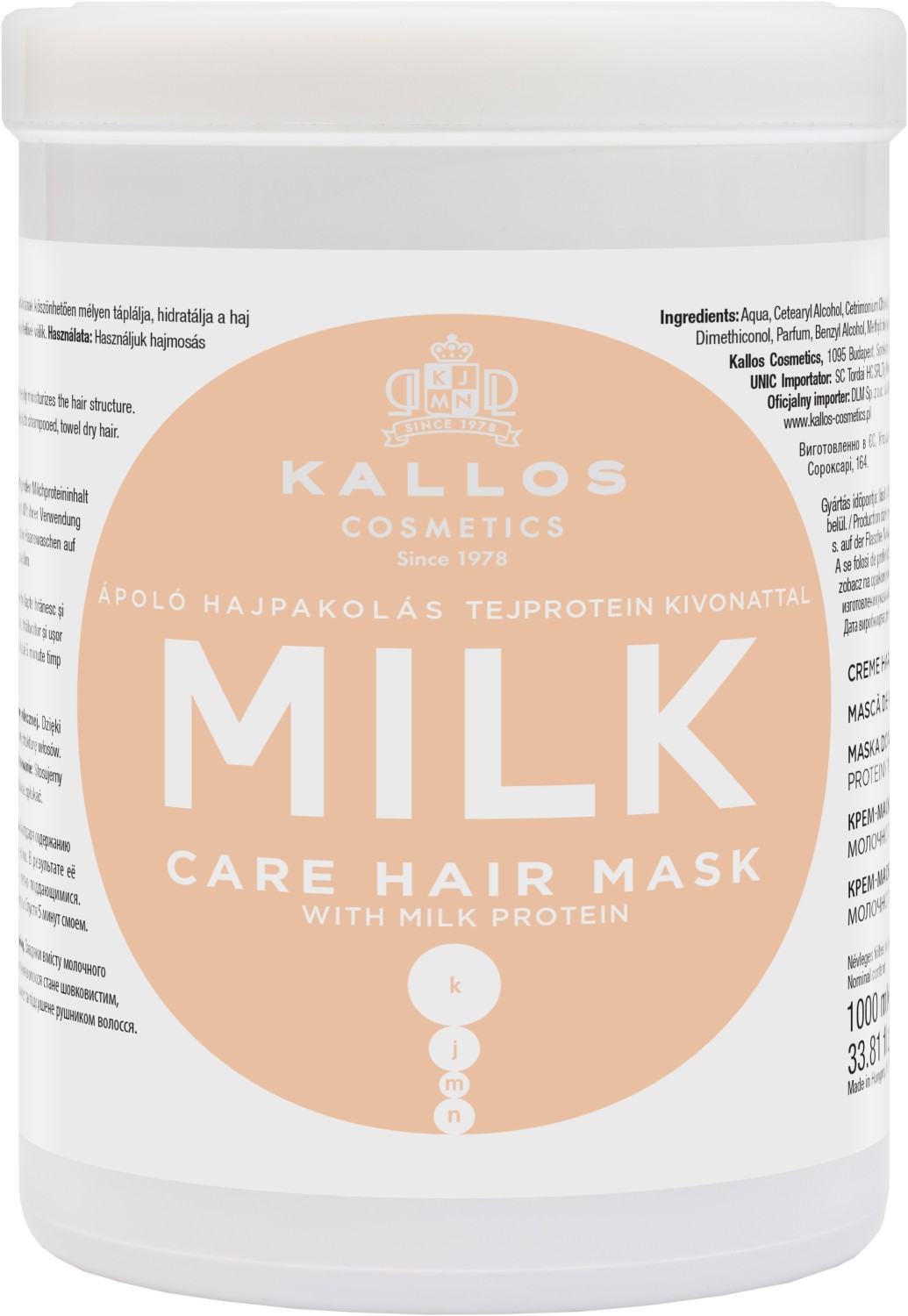  Kallos KJMN Milk Care Hair Mask 1000 ml 
