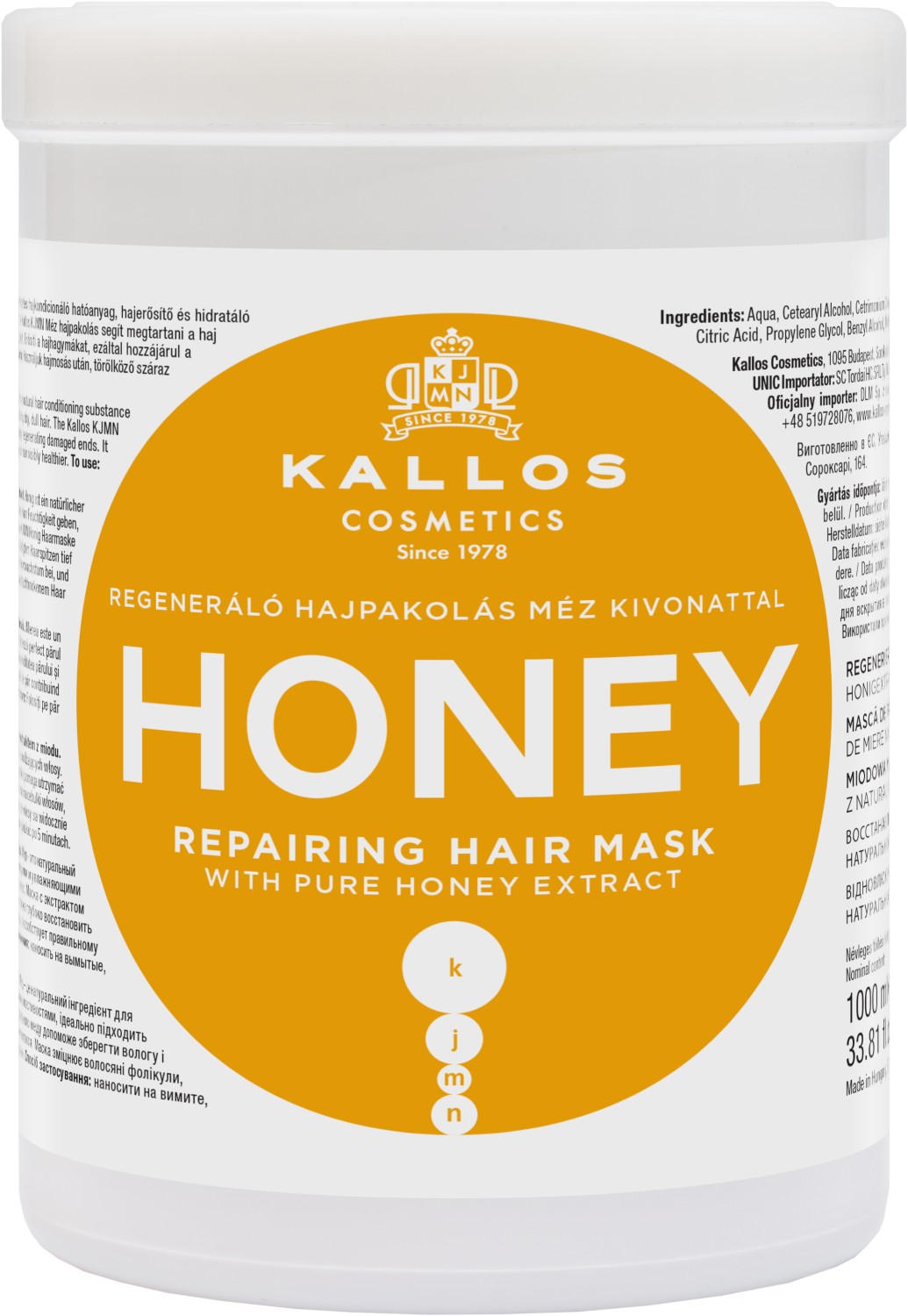  Kallos KJMN Honey Repairing Hair Mask 1000 ml 