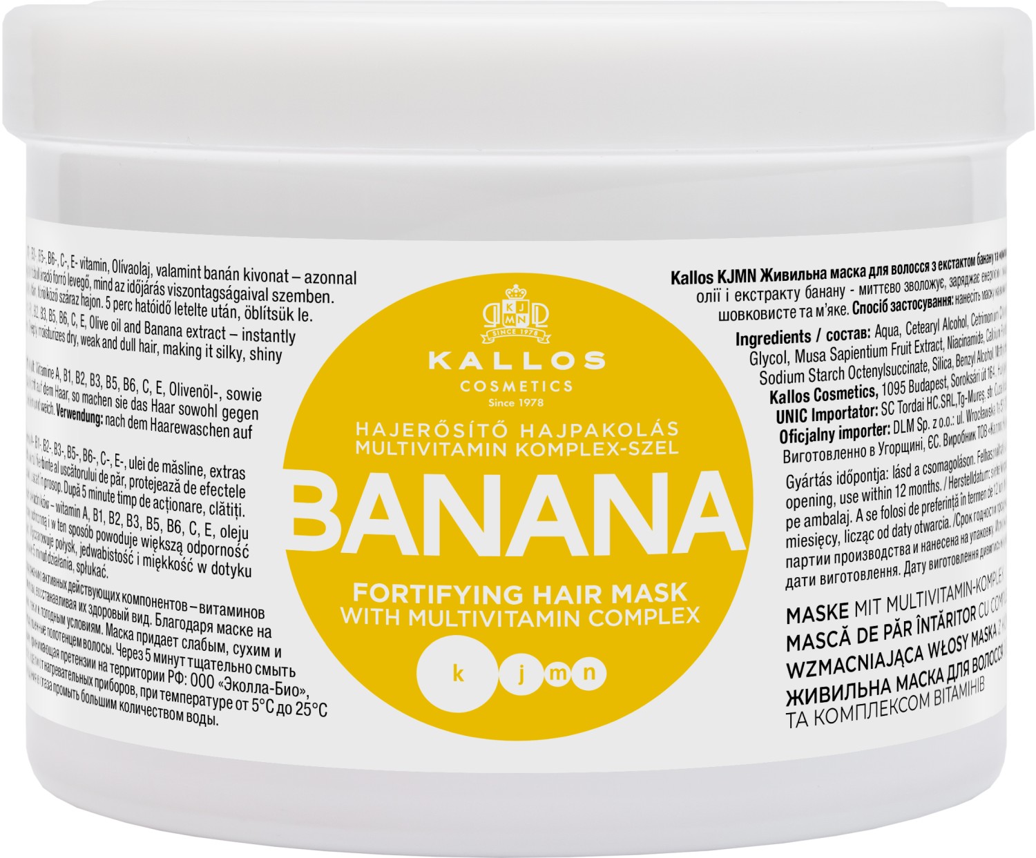  Kallos KJMN Banana Fortifying Hair Mask 500 ml 