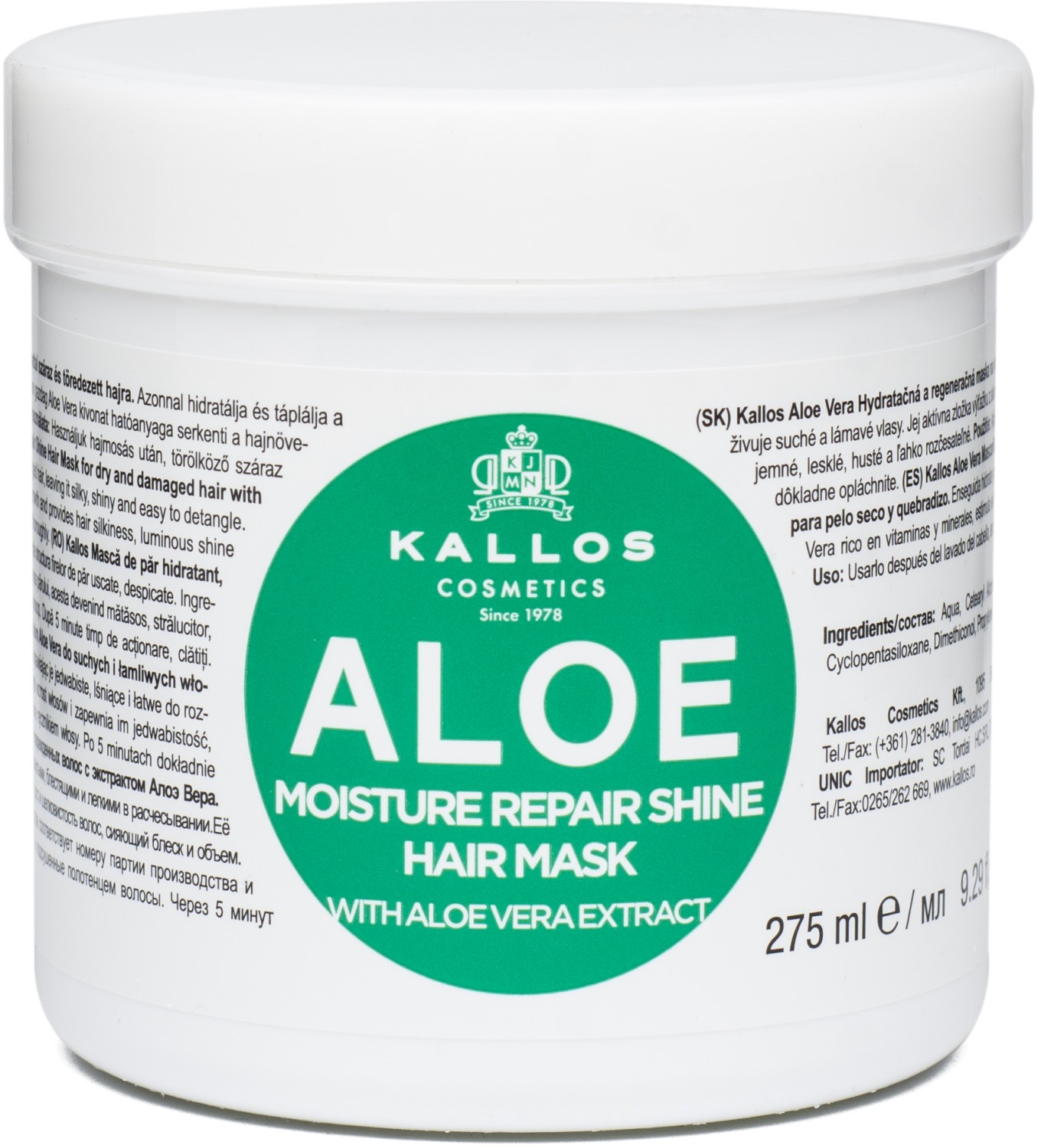  Kallos KJMN Aloe Moisture Repair Shine Hair Mask 275 ml 