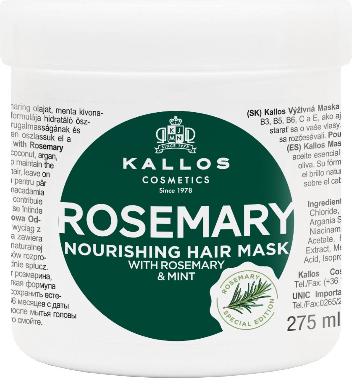  Kallos KJMN Rosemary Hair Mask 275 ml 