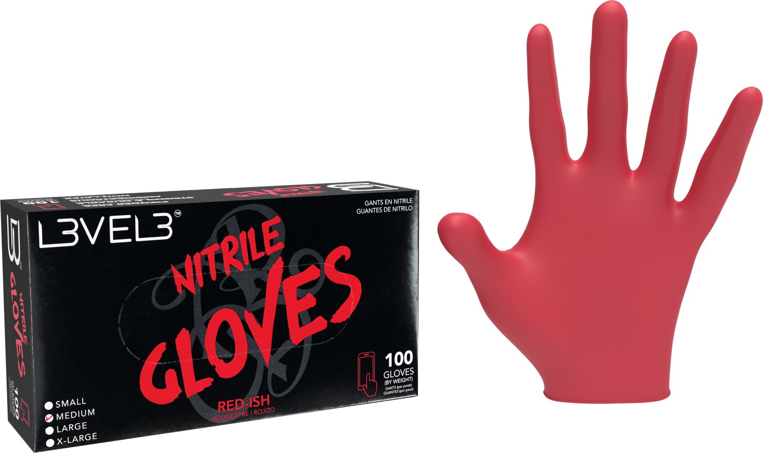  L3VEL3 Gants en nitrile M Rouge&acirc;tre 