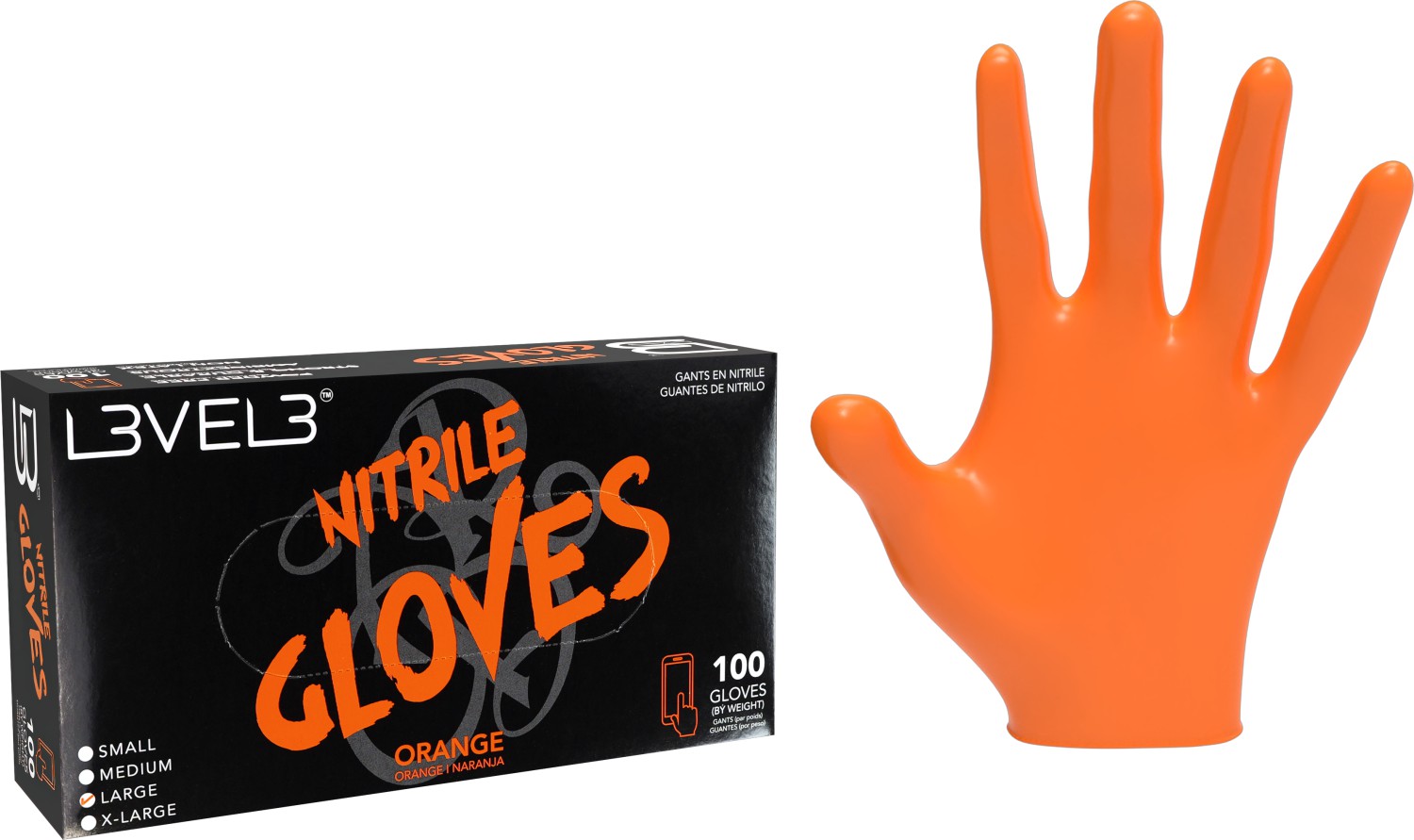  L3VEL3 Gants en nitrile L Orange 