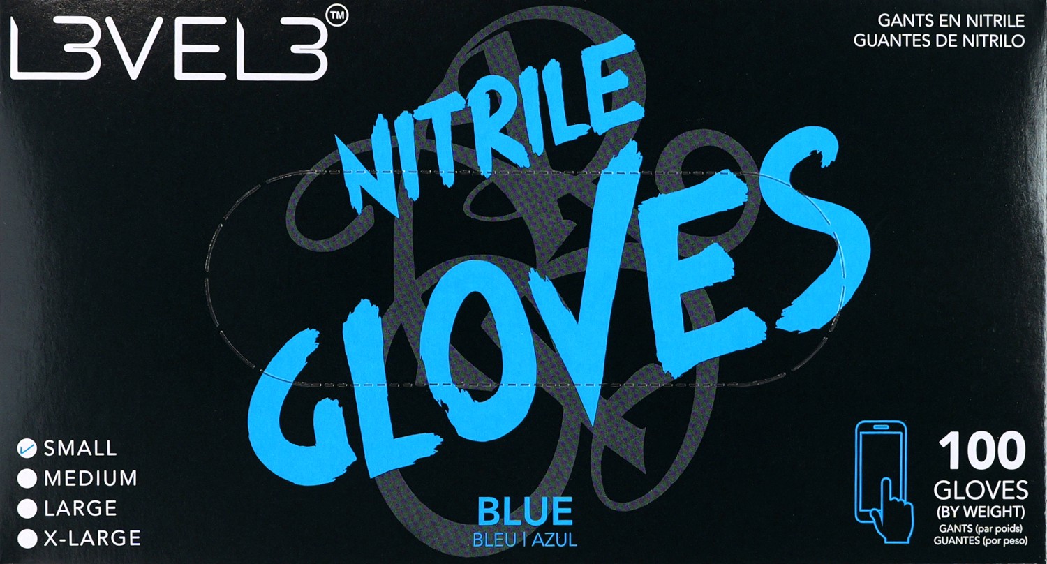  L3VEL3 Gants en nitrile S Bleu 